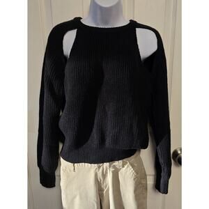 12364 Commense NWT S Black Knit Cardigan Sweater Open Shoulders Super Soft